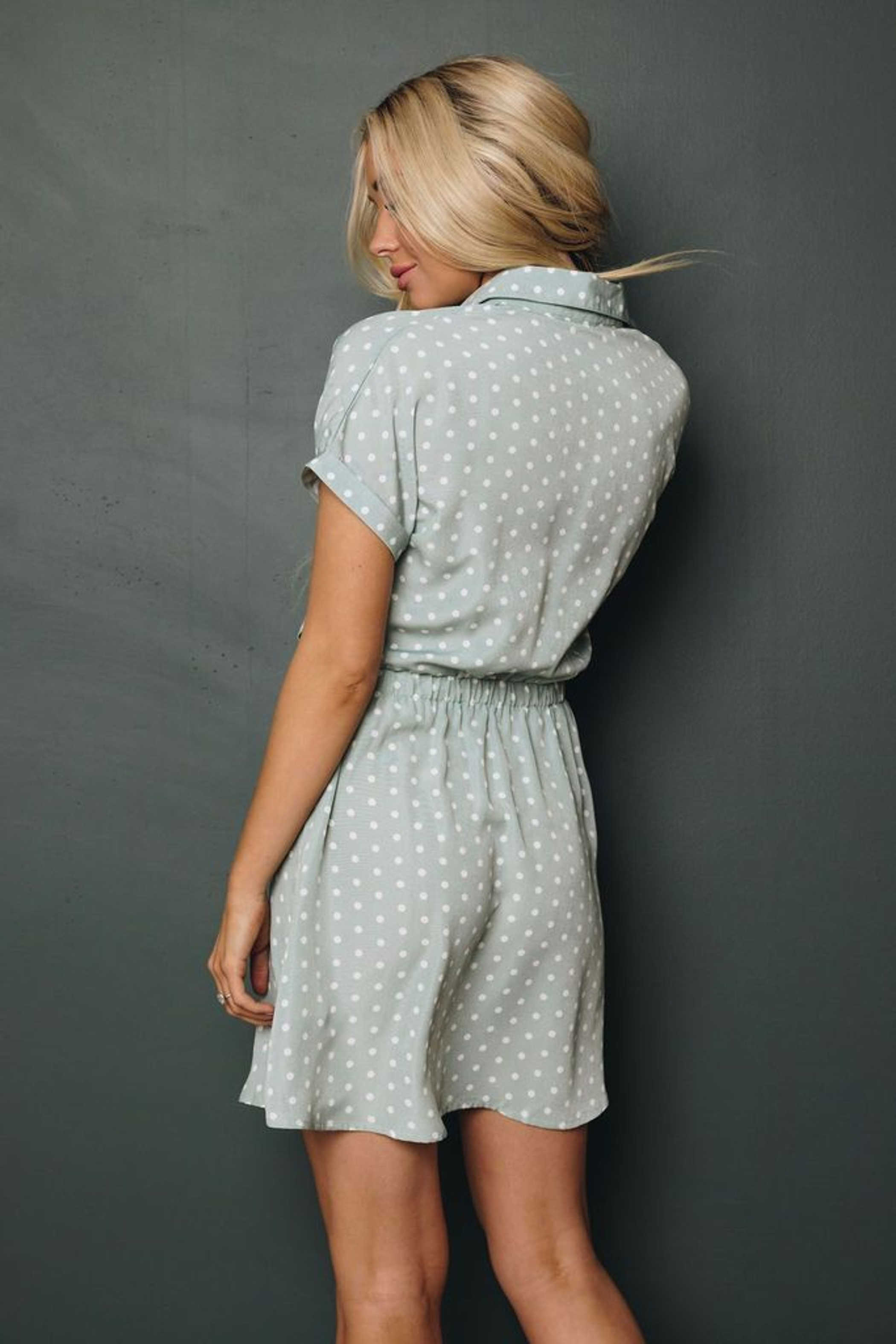 Sicily Polka Dot Mini Dress Stay Warm in Style