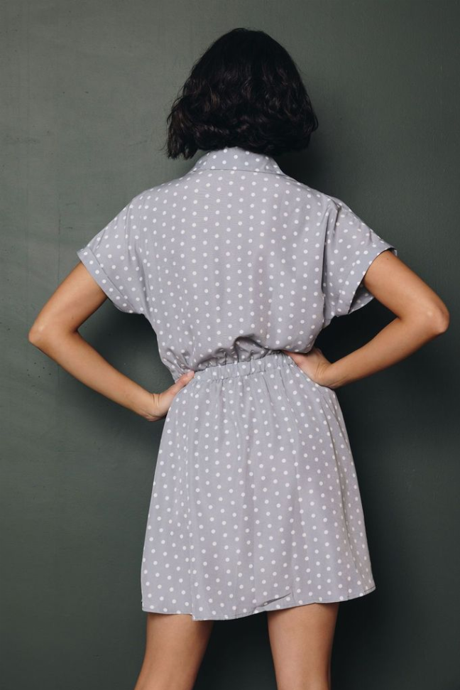 Sicily Polka Dot Mini Dress Stay Warm in Style