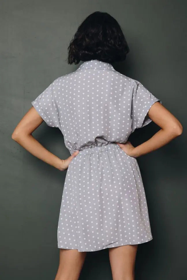 Sicily Polka Dot Mini Dress Stay Warm in Style