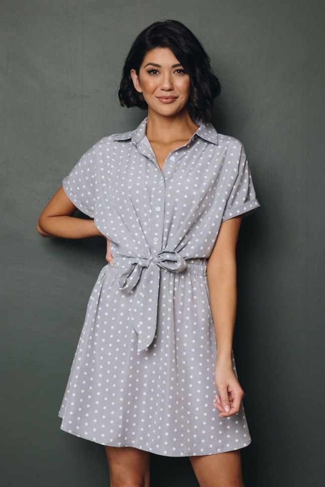 Sicily Polka Dot Mini Dress Stay Warm in Style
