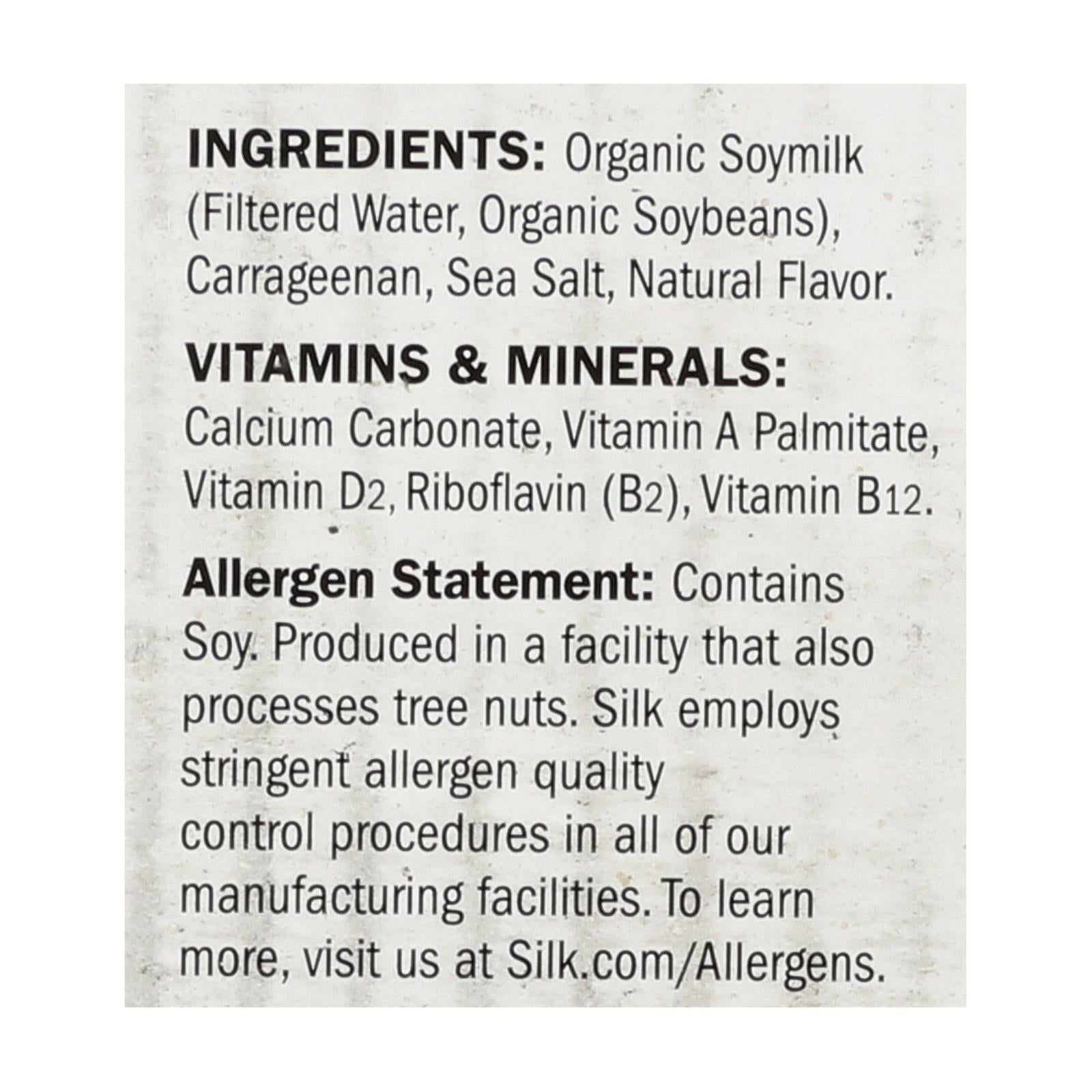 Silk Organic Soymilk - Unsweetened - Case Of 6 - 32 Fl Oz. Silk