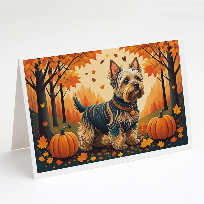 Silky Terrier Fall Greeting Cards Pack of 8 Caroline's Treasures