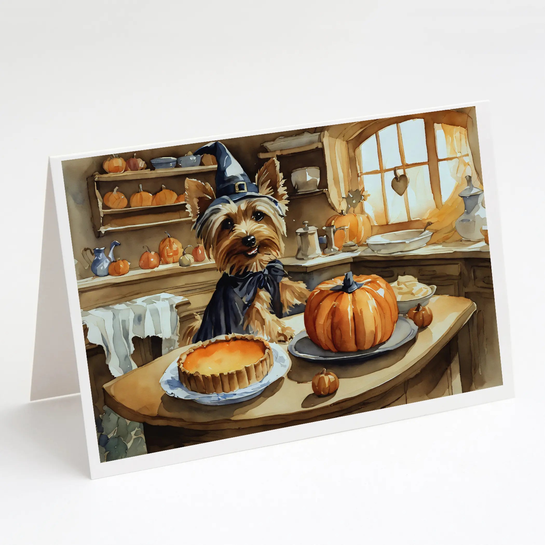 Silky Terrier Fall Kitchen Pumpkins Greeting Cards Pack of 8 Caroline's Treasures