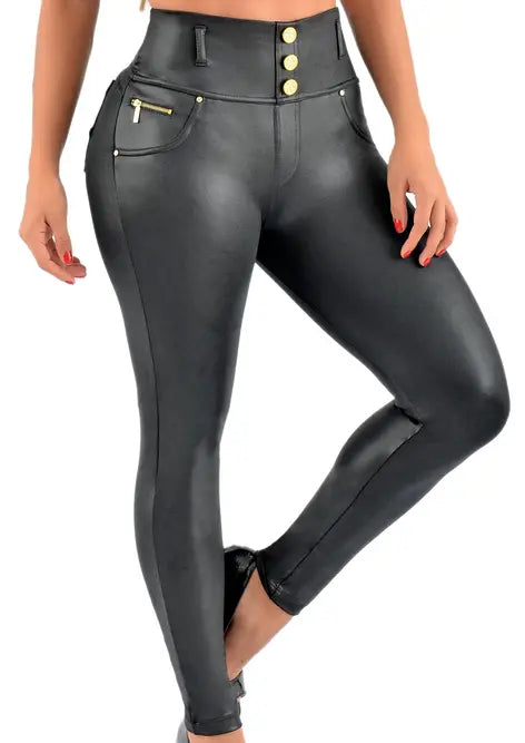 Siluet PEC Leather Look Shapewear Dressy Pants Lia International