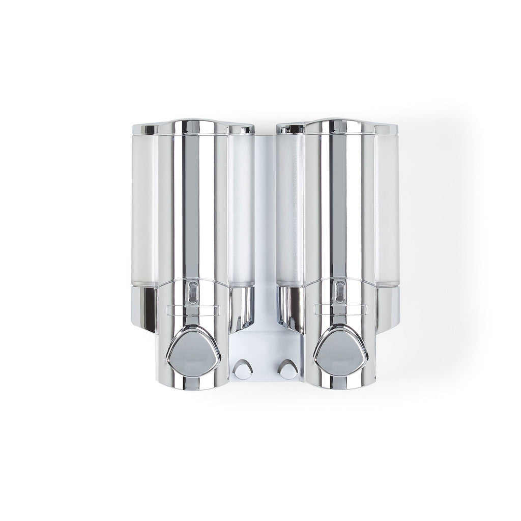 Silver Heavy Duty Plastic Two Chamber Wall Mount Soap Dispenser - GreatEagleInc