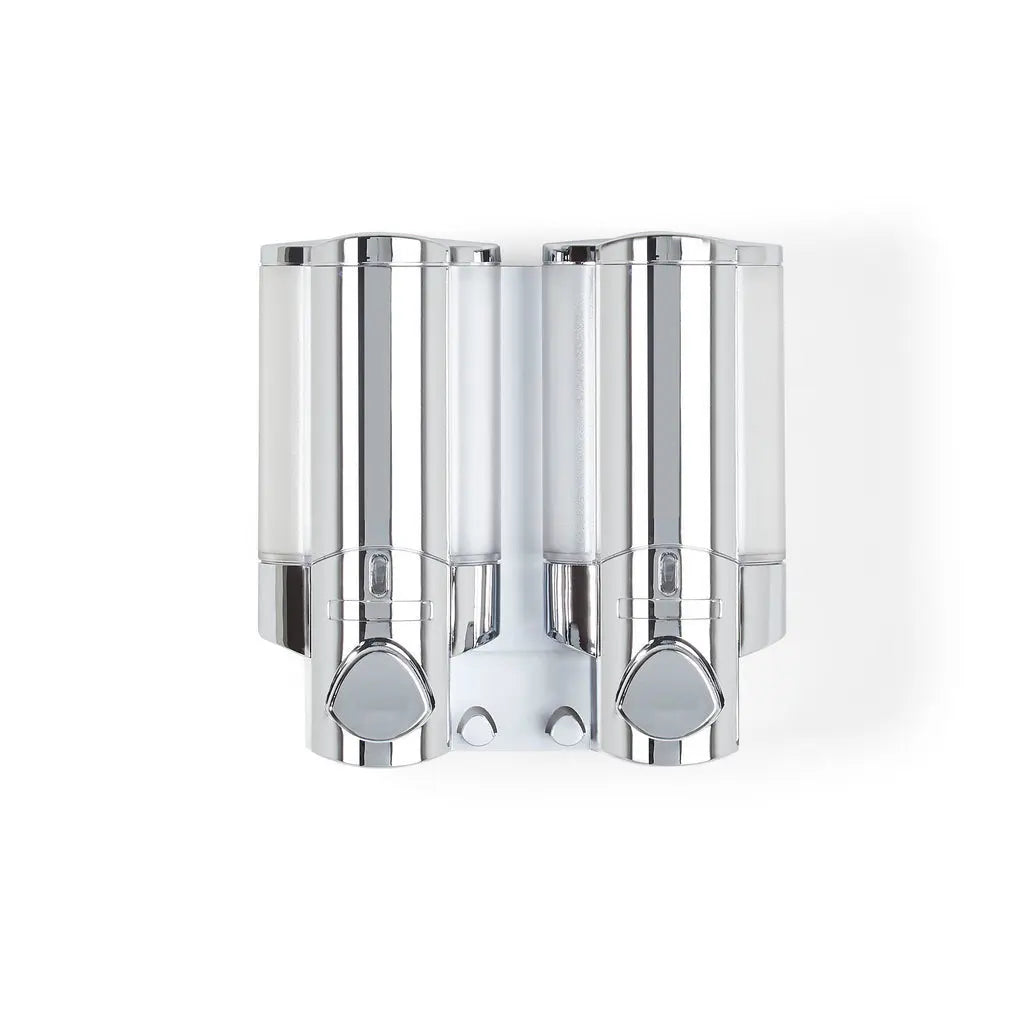 Silver Heavy Duty Plastic Two Chamber Wall Mount Soap Dispenser - GreatEagleInc