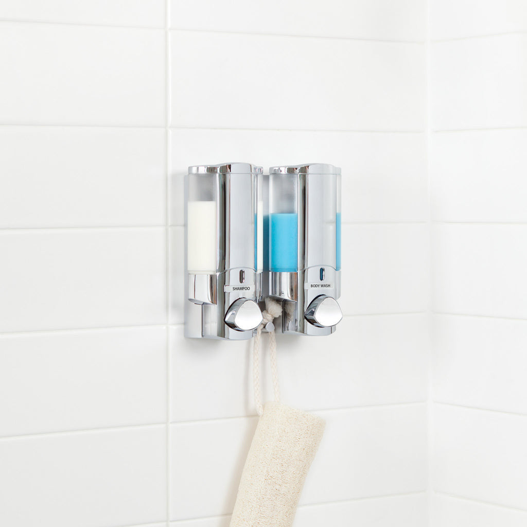 Silver Heavy Duty Plastic Two Chamber Wall Mount Soap Dispenser - GreatEagleInc