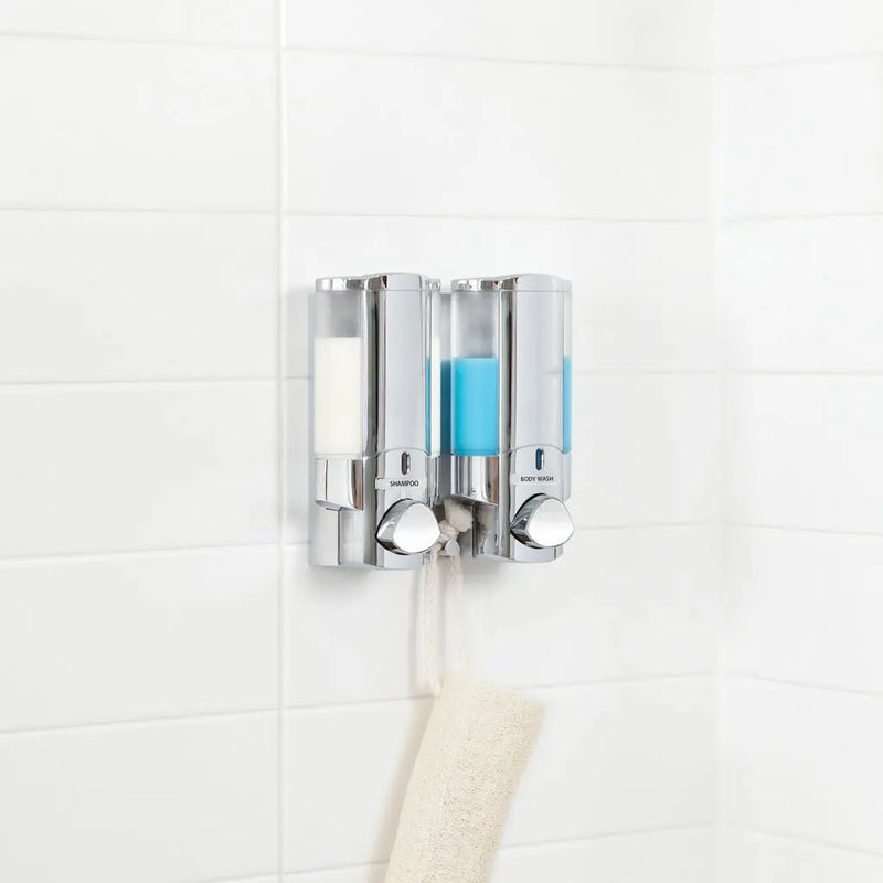 Silver Heavy Duty Plastic Two Chamber Wall Mount Soap Dispenser - GreatEagleInc