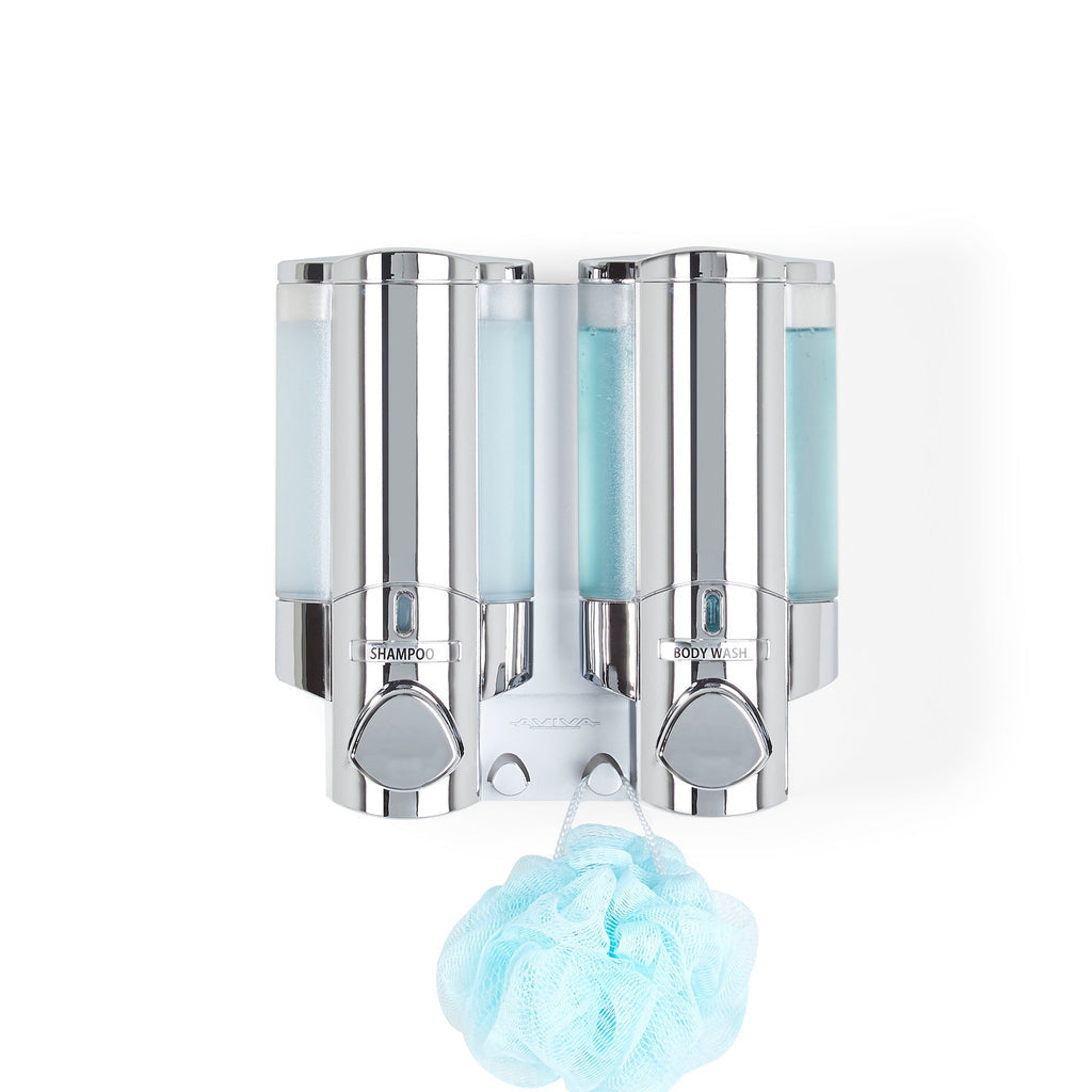 Silver Heavy Duty Plastic Two Chamber Wall Mount Soap Dispenser - GreatEagleInc