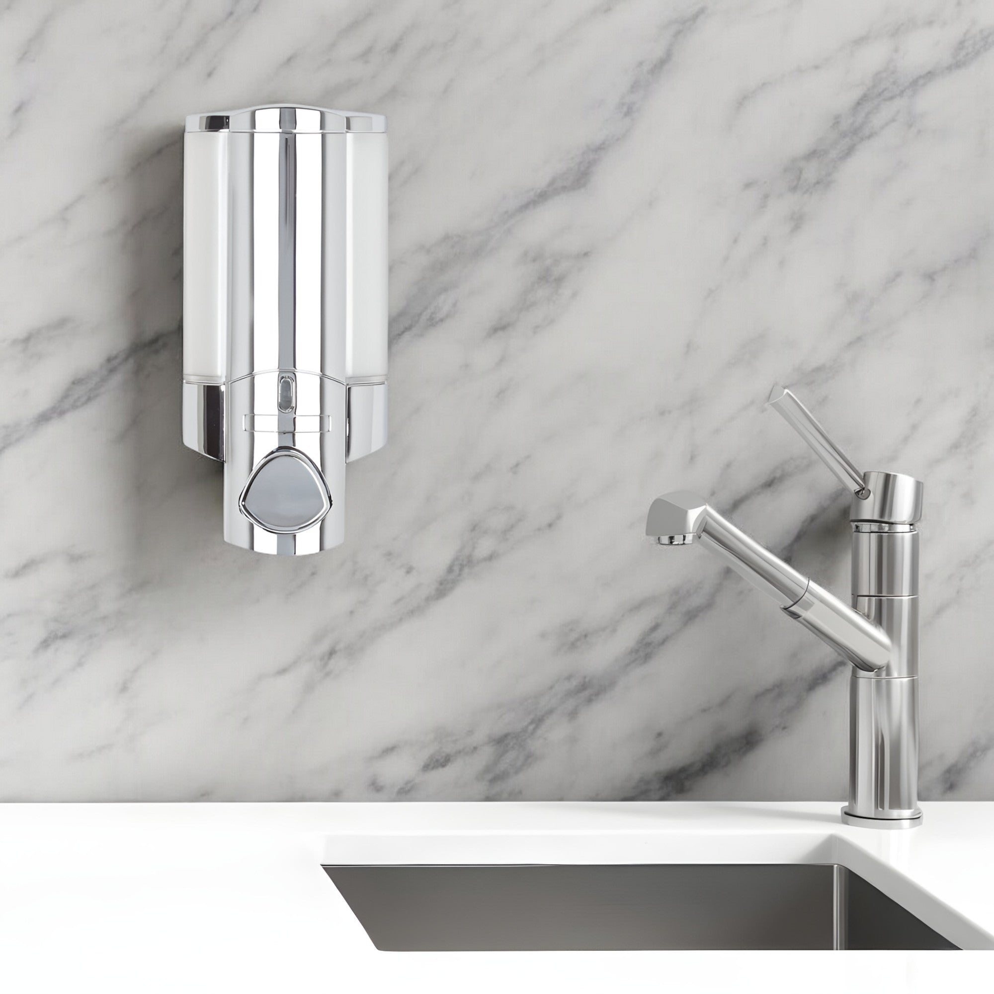 Silver Heavy Duty Plastic Wall Mount Soap Dispenser - GreatEagleInc