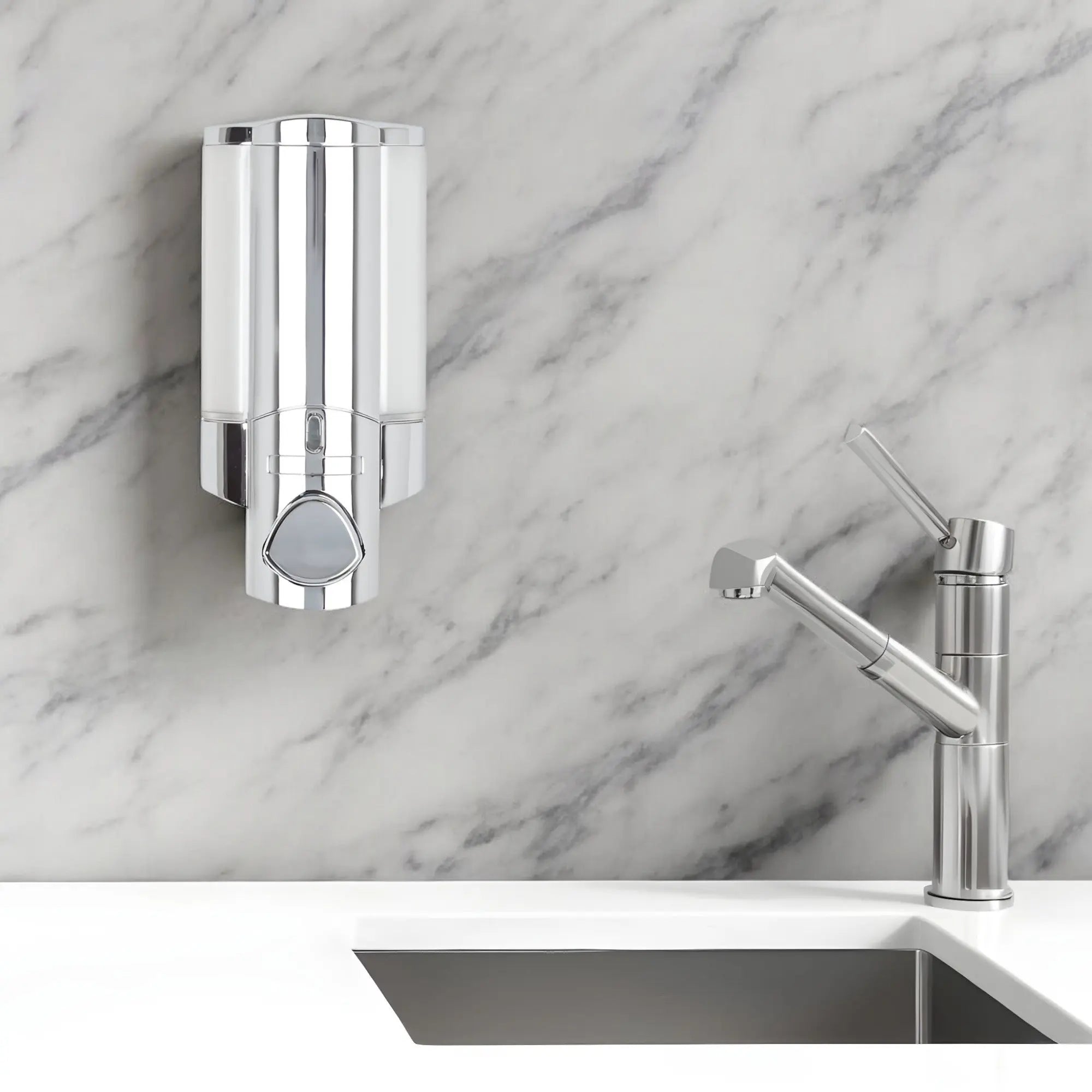 Silver Heavy Duty Plastic Wall Mount Soap Dispenser - GreatEagleInc