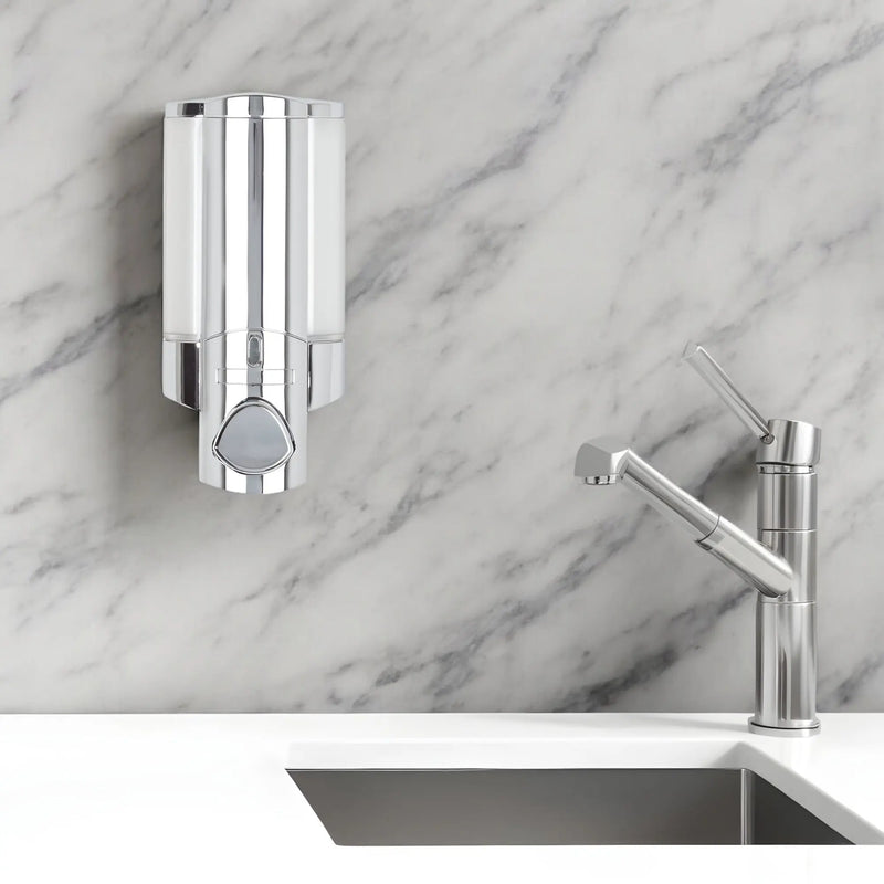 Silver Heavy Duty Plastic Wall Mount Soap Dispenser - GreatEagleInc