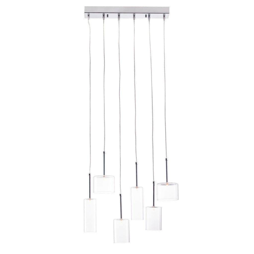 Silver Kitchen Island Six Light Metal LED Ceiling Light With Shades - GreatEagleInc