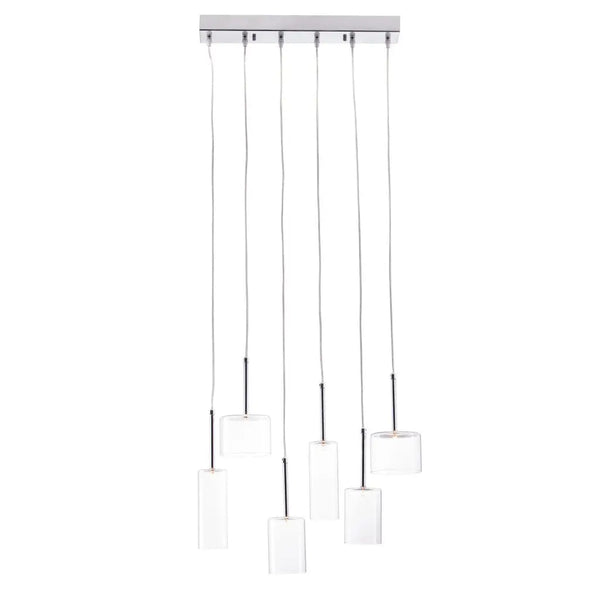 Silver Kitchen Island Six Light Metal LED Ceiling Light With Shades - GreatEagleInc