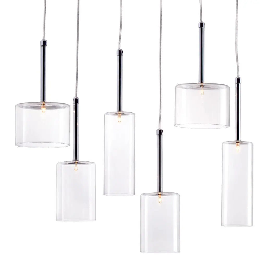 Silver Kitchen Island Six Light Metal LED Ceiling Light With Shades - GreatEagleInc