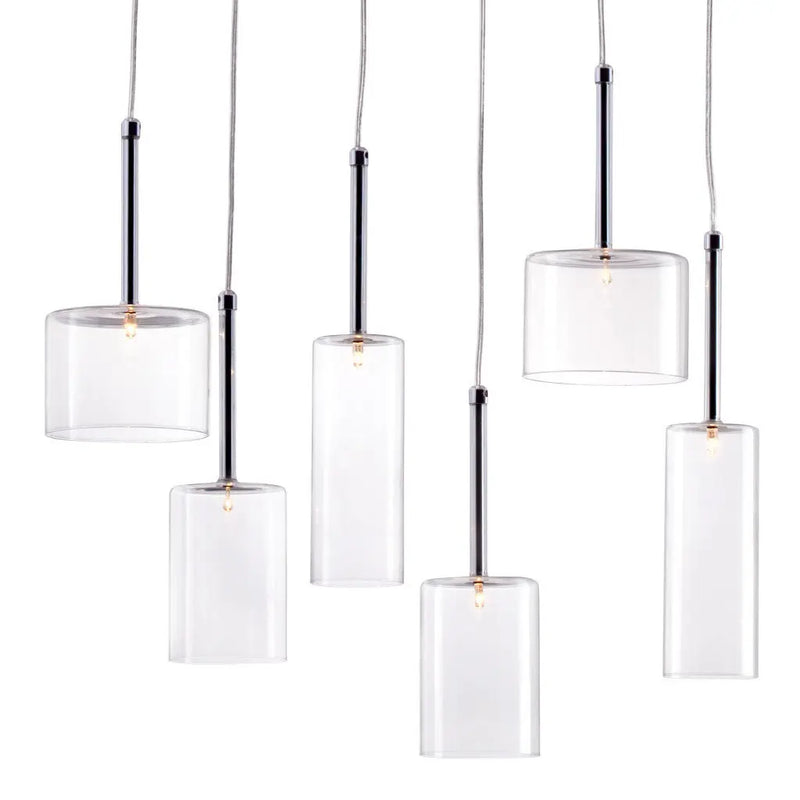 Silver Kitchen Island Six Light Metal LED Ceiling Light With Shades - GreatEagleInc