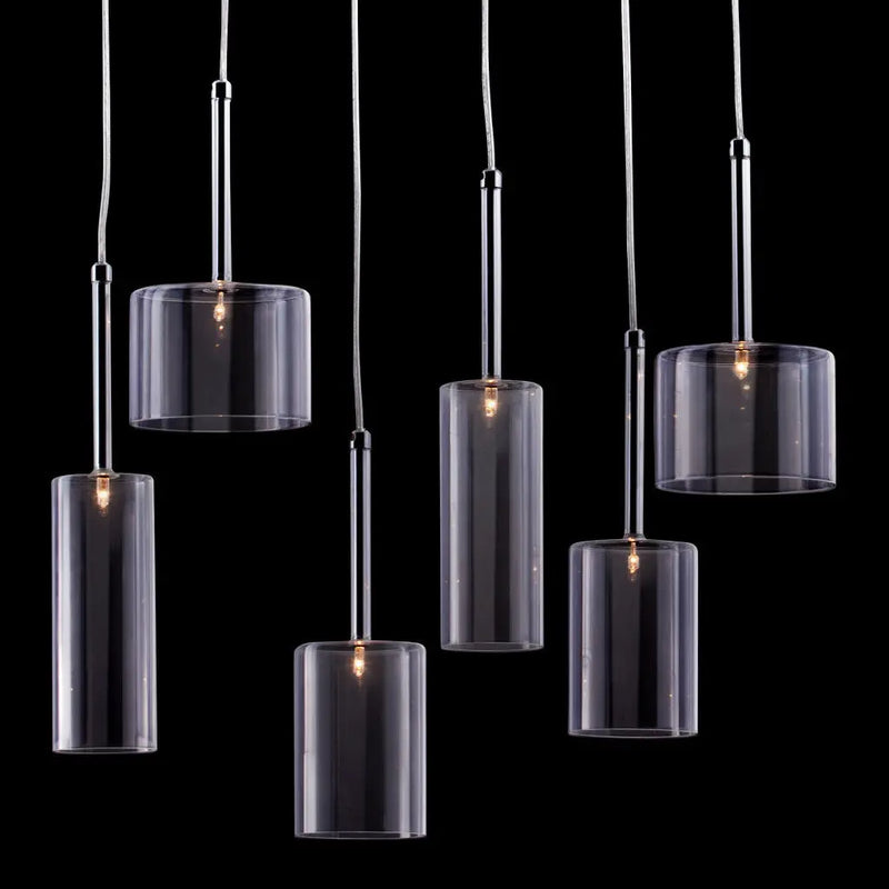 Silver Kitchen Island Six Light Metal LED Ceiling Light With Shades - GreatEagleInc