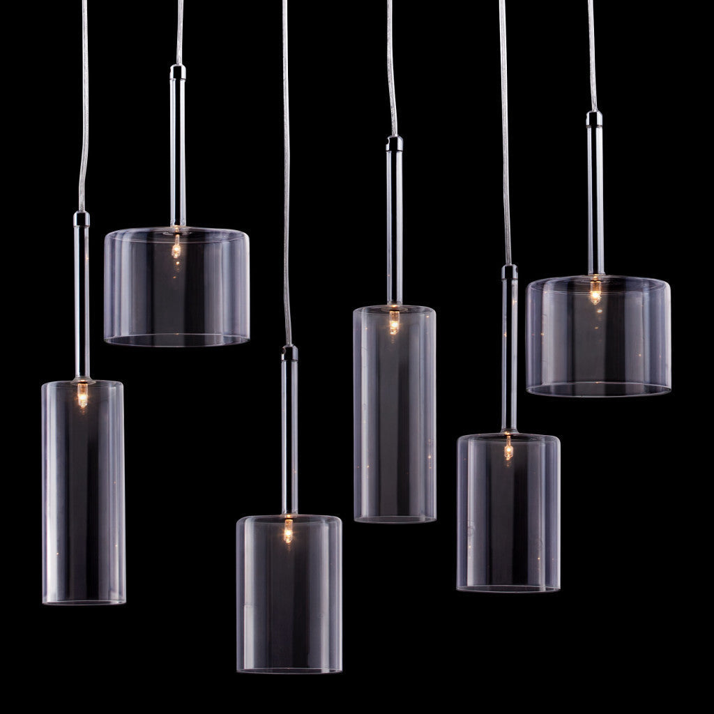 Silver Kitchen Island Six Light Metal LED Ceiling Light With Shades - GreatEagleInc