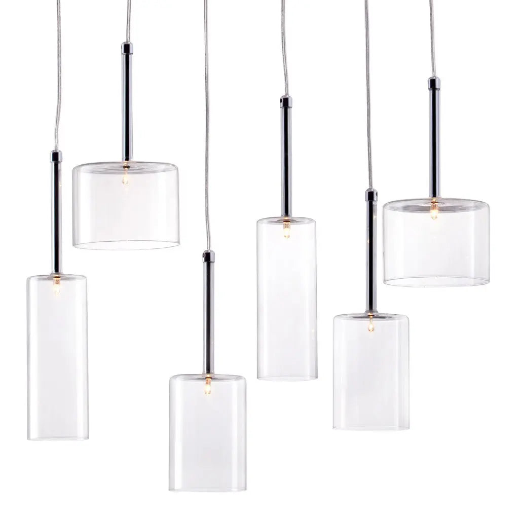 Silver Kitchen Island Six Light Metal LED Ceiling Light With Shades - GreatEagleInc