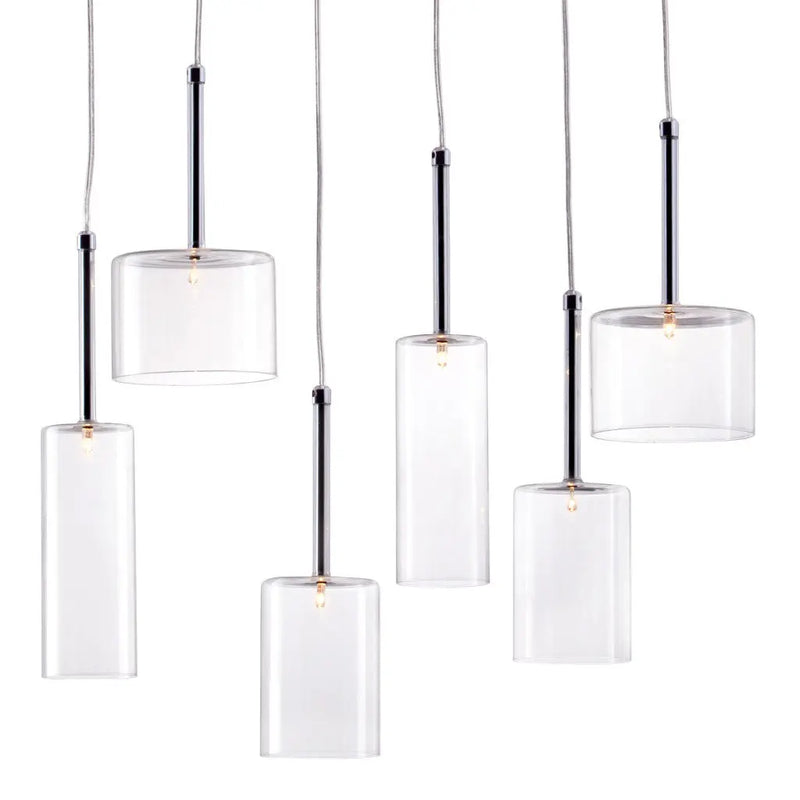Silver Kitchen Island Six Light Metal LED Ceiling Light With Shades - GreatEagleInc