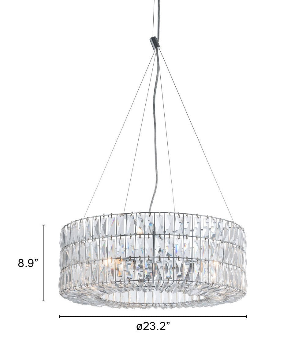 Silver Lantern Metal Chandelier With Silver Shades - GreatEagleInc