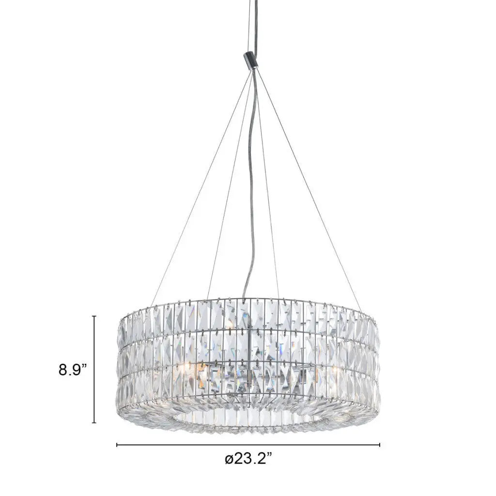 Silver Lantern Metal Chandelier With Silver Shades - GreatEagleInc