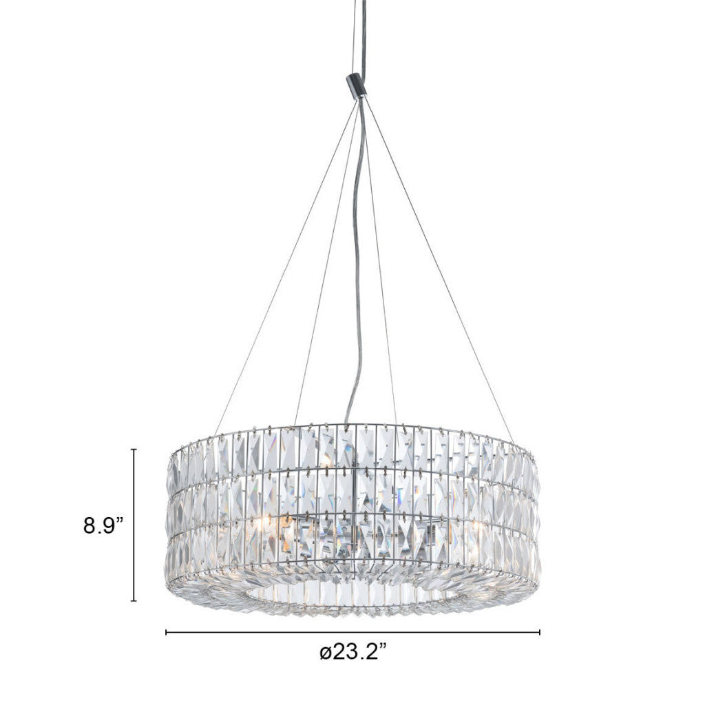 Silver Lantern Metal Chandelier With Silver Shades - GreatEagleInc