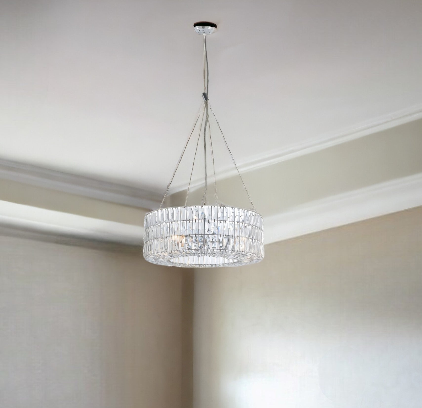 Silver Lantern Metal Chandelier With Silver Shades - GreatEagleInc