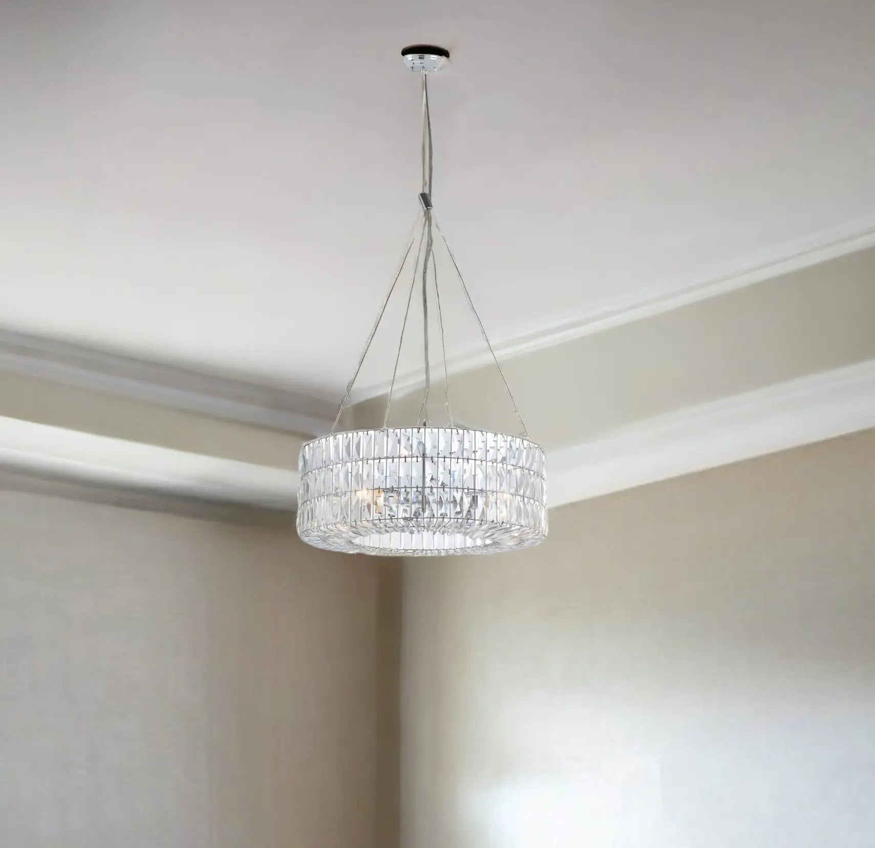 Silver Lantern Metal Chandelier With Silver Shades - GreatEagleInc