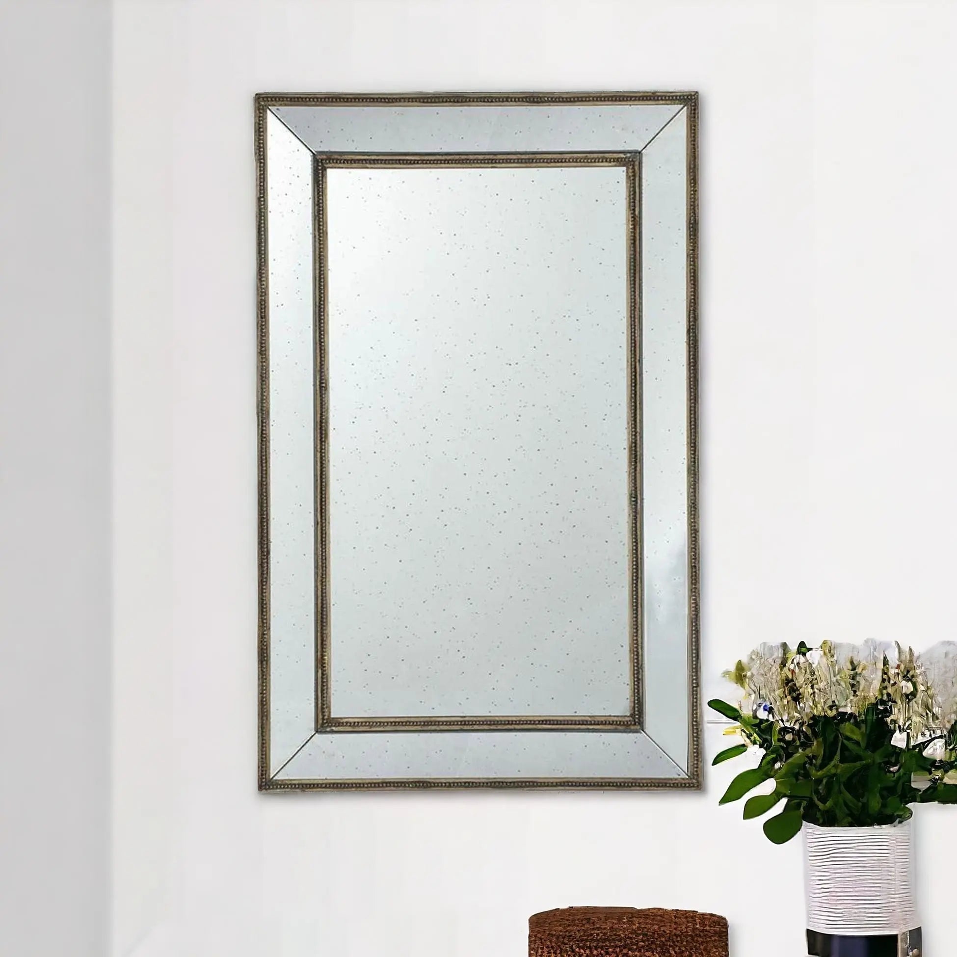 Silver Rectangle Accent Mirror - GreatEagleInc