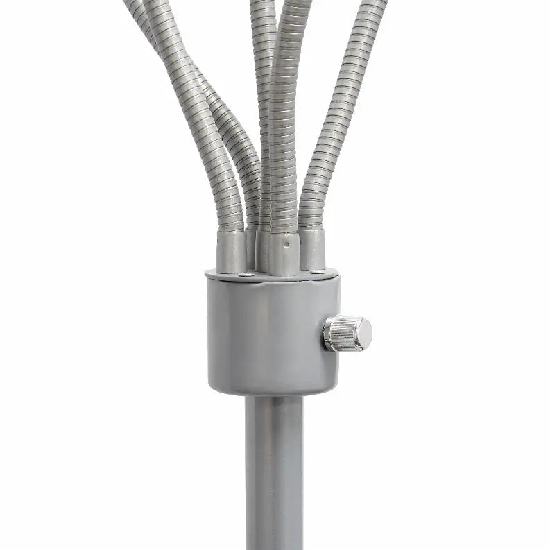 Simple Designs 5 Light Adjustable Gooseneck Silver Floor Lamp with White Shades All The Rages, Inc.
