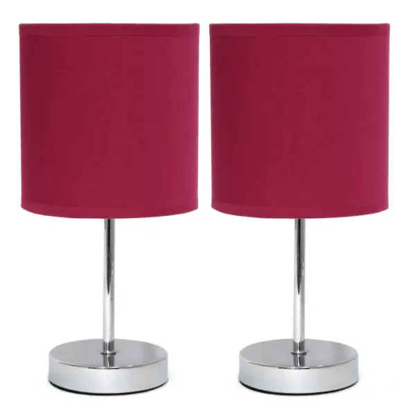 Simple Designs Chrome Mini Basic Table Lamp with Fabric Shade (Set of 2) All The Rages, Inc.