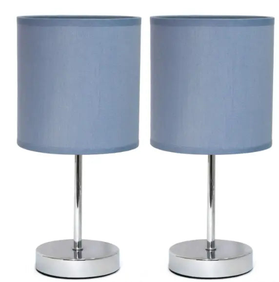 Simple Designs Chrome Mini Basic Table Lamp with Fabric Shade (Set of 2) All The Rages, Inc.