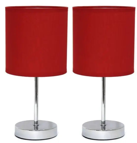 Simple Designs Chrome Mini Basic Table Lamp with Fabric Shade (Set of 2) All The Rages, Inc.