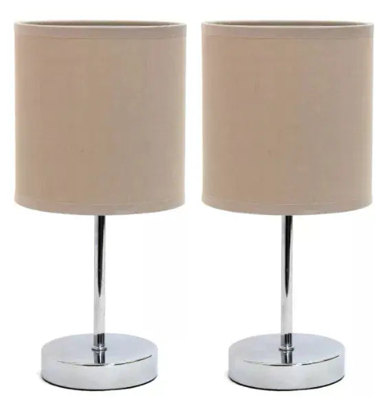 Simple Designs Chrome Mini Basic Table Lamp with Fabric Shade (Set of 2) All The Rages, Inc.