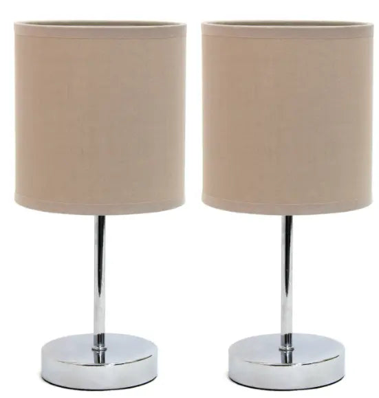 Simple Designs Chrome Mini Basic Table Lamp with Fabric Shade (Set of 2) All The Rages, Inc.