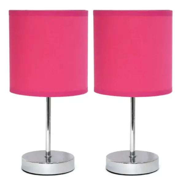 Simple Designs Chrome Mini Basic Table Lamp with Fabric Shade (Set of 2) All The Rages, Inc.