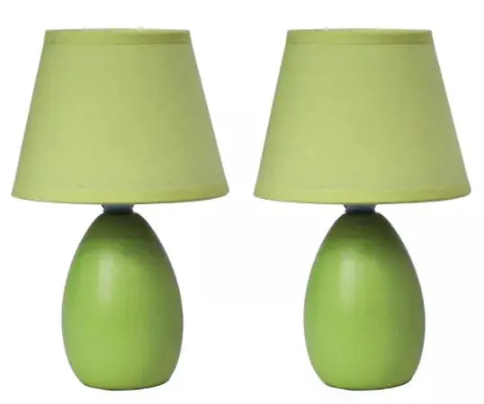 Simple Designs Mini Egg Oval Ceramic Table Lamp 2 Pack Set All The Rages, Inc.