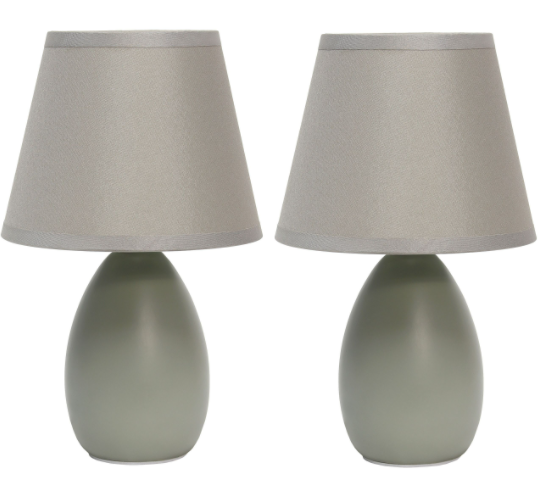 Simple Designs Mini Egg Oval Ceramic Table Lamp 2 Pack Set All The Rages, Inc.