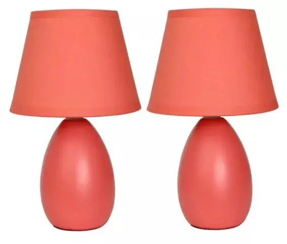 Simple Designs Mini Egg Oval Ceramic Table Lamp 2 Pack Set All The Rages, Inc.