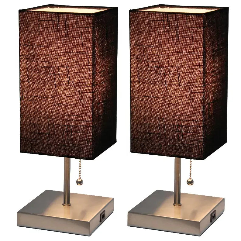 Simple Designs Petite Stick Lamp with USB Charging Port and Fabric Shade 2 Pack Set All The Rages, Inc.