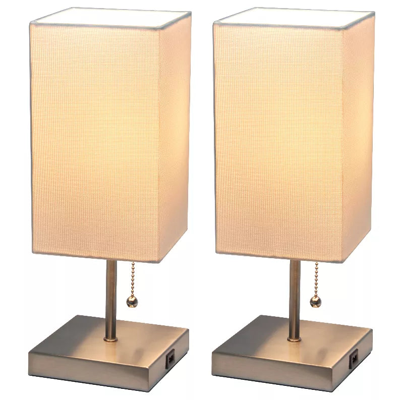 Simple Designs Petite Stick Lamp with USB Charging Port and Fabric Shade 2 Pack Set All The Rages, Inc.