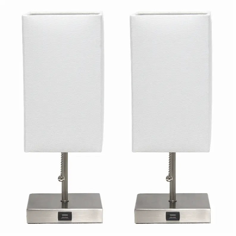 Simple Designs Petite Stick Lamp with USB Charging Port and Fabric Shade 2 Pack Set All The Rages, Inc.