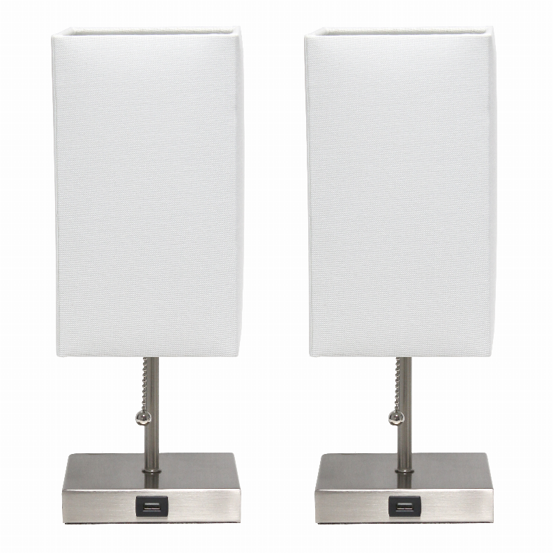 Simple Designs Petite Stick Lamp with USB Charging Port and Fabric Shade 2 Pack Set All The Rages, Inc.