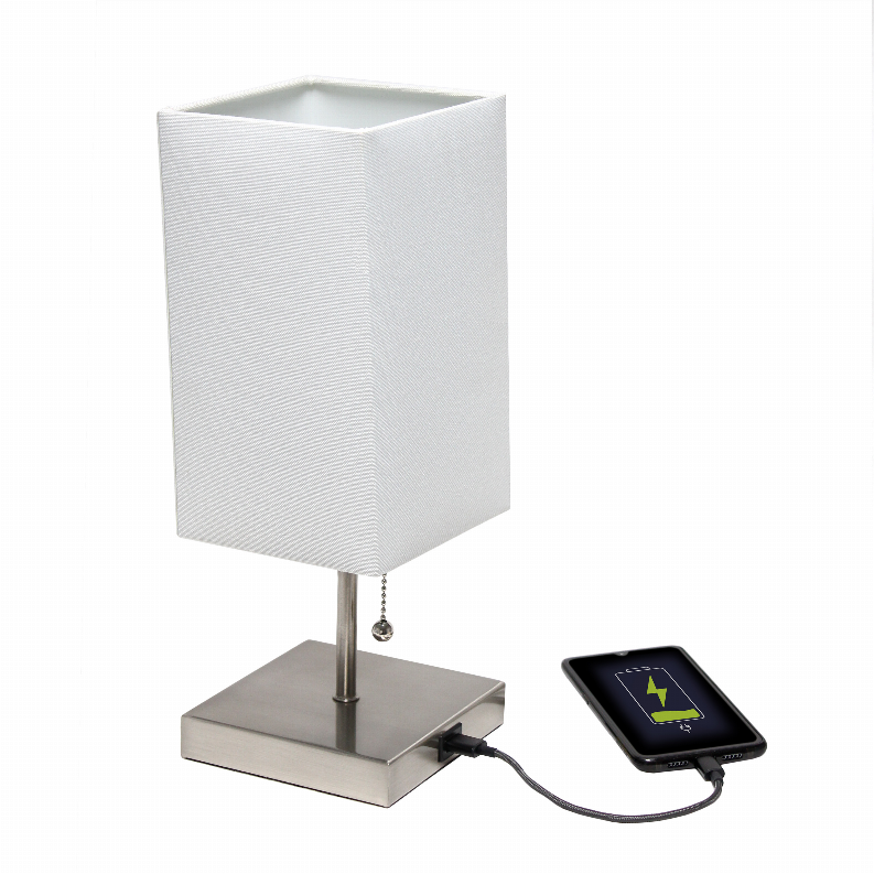 Simple Designs Petite Stick Lamp with USB Charging Port and Fabric Shade 2 Pack Set All The Rages, Inc.