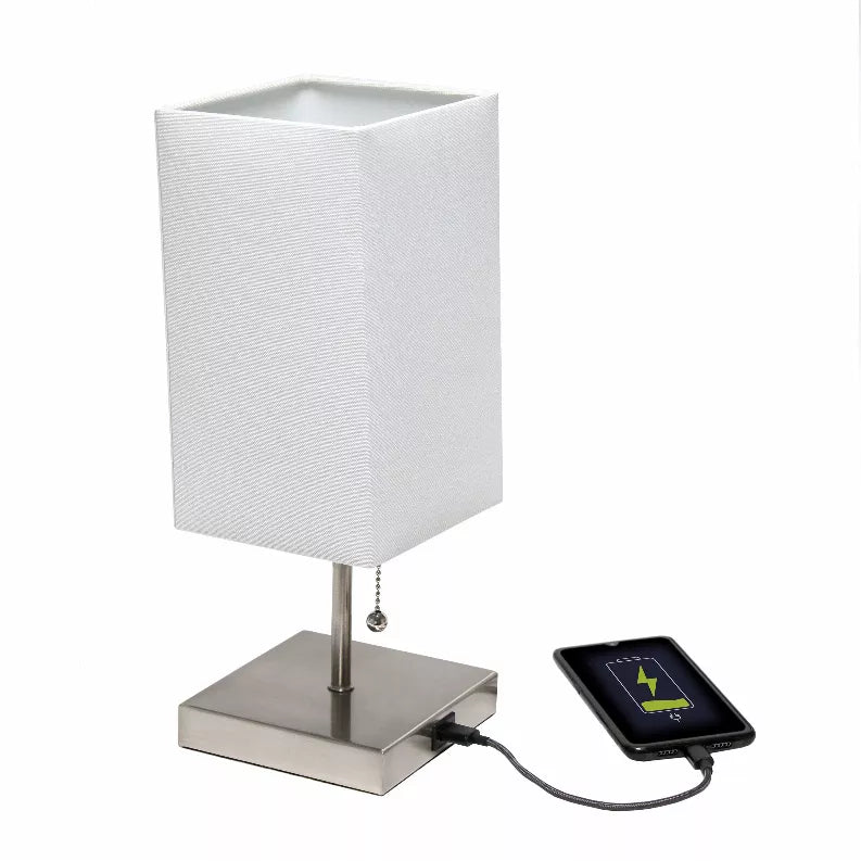 Simple Designs Petite Stick Lamp with USB Charging Port and Fabric Shade 2 Pack Set All The Rages, Inc.