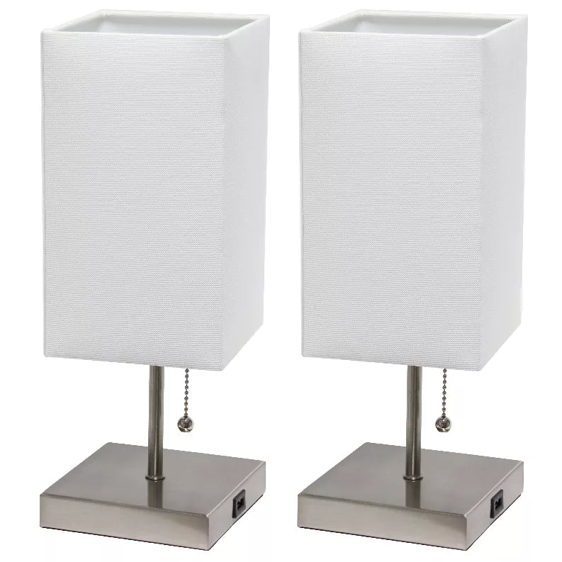 Simple Designs Petite Stick Lamp with USB Charging Port and Fabric Shade 2 Pack Set All The Rages, Inc.