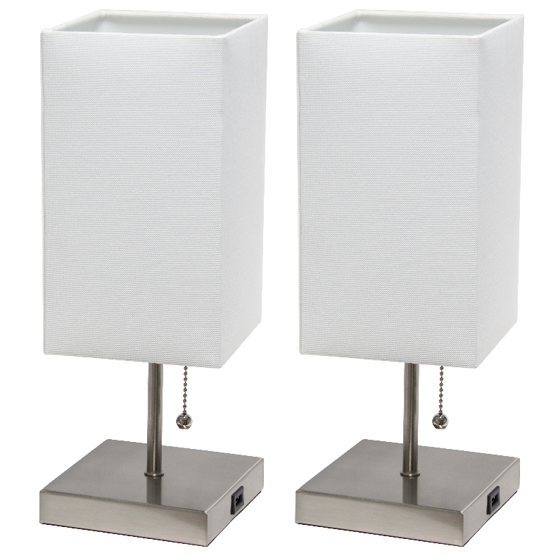Simple Designs Petite Stick Lamp with USB Charging Port and Fabric Shade 2 Pack Set All The Rages, Inc.