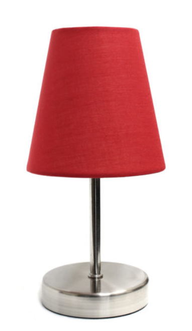 Simple Designs Sand Nickel Mini Basic Table Lamp with Fabric Shade All The Rages, Inc.