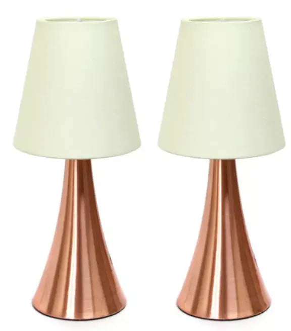 Simple Designs Valencia 2 Pack Mini Touch Table Lamp Set with Fabric Shades All The Rages, Inc.